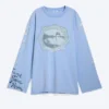 Printed Long-Sleeved Cotton T-Shirt – Medium Blue – Swan Printed Long-Sleeved Cotton T-Shirt – Medium Blue – Swan