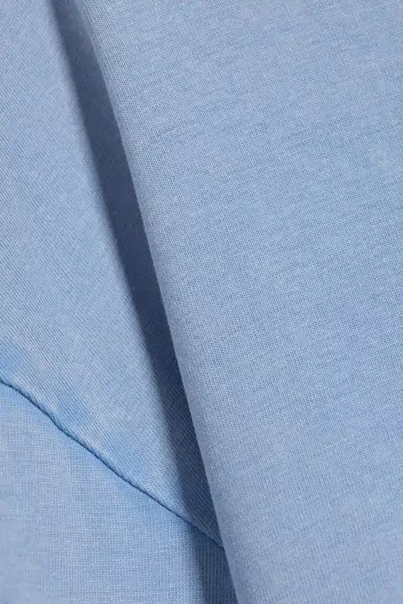 Printed Long-Sleeved Cotton T-Shirt – Medium Blue – Swan Printed Long-Sleeved Cotton T-Shirt – Medium Blue – Swan