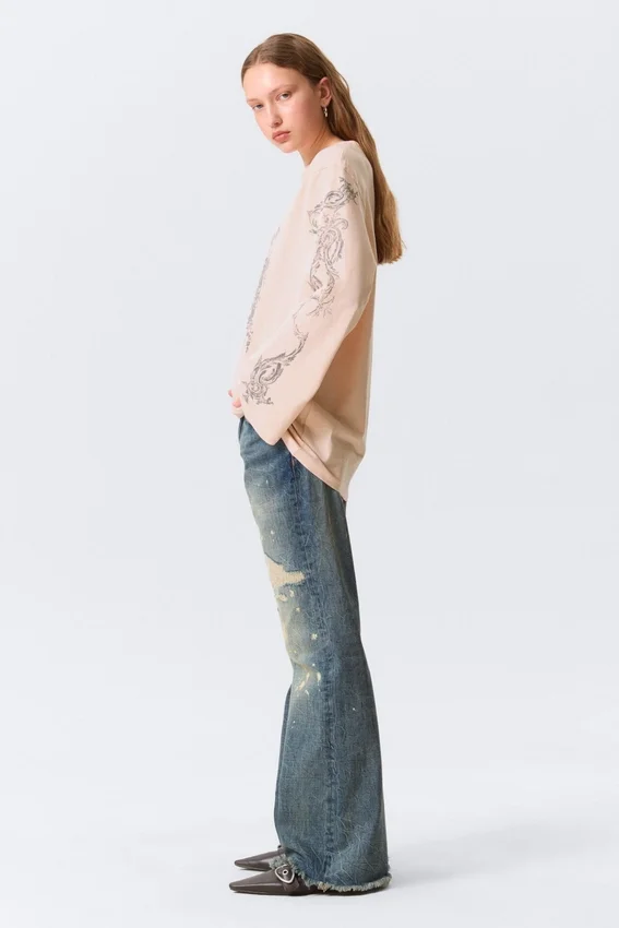Printed Long-Sleeved Cotton T-Shirt – Printed Light Pink Printed Long-Sleeved Cotton T-Shirt – Printed Light Pink