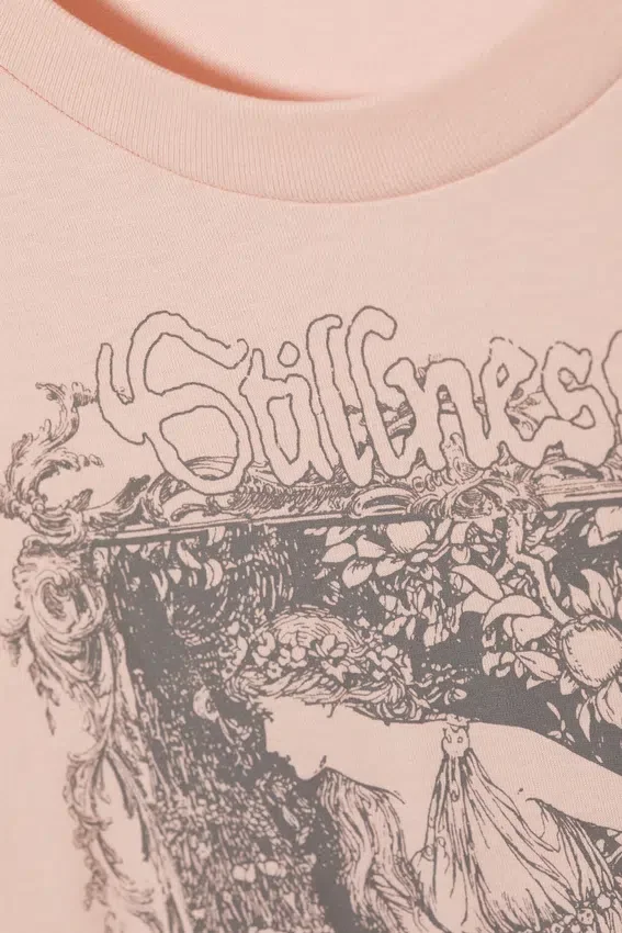 Printed Long-Sleeved Cotton T-Shirt – Printed Light Pink Printed Long-Sleeved Cotton T-Shirt – Printed Light Pink