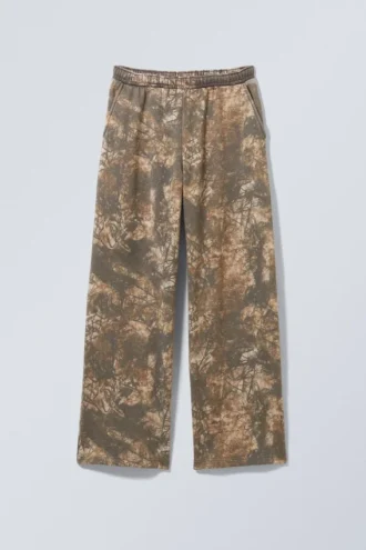 Printed Loose Fit Sweatpants – Khaki – Woodland