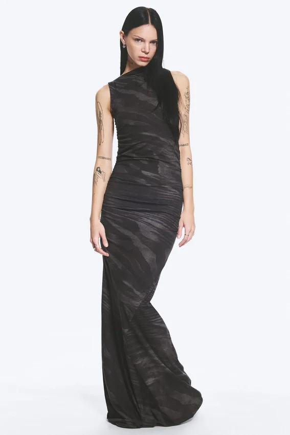 Printed Maxi Dress – Black – Zebra Printed Maxi Dress – Black – Zebra