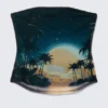 Printed Mesh Bandeau Top – Dark Turquoise – Sunset Printed Mesh Bandeau Top – Dark Turquoise – Sunset