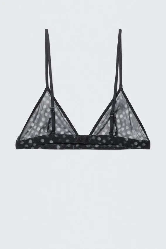 Printed Mesh Triangle Bra – Black – Dots Printed Mesh Triangle Bra – Black – Dots