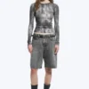 Printed Slim Fit Long-Sleeved Top – Black – Crocodile Print Printed Slim Fit Long-Sleeved Top – Black – Crocodile Print