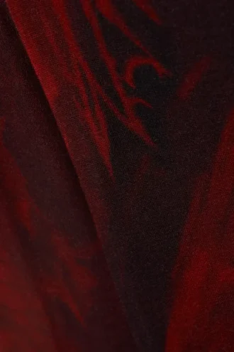 Printed Slim Fit Long-Sleeved Top – Dark Red Dragon Print