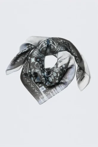 Printed Square Scarf – Black/Blue Paisley Pattern Printed Square Scarf – Black/Blue Paisley Pattern