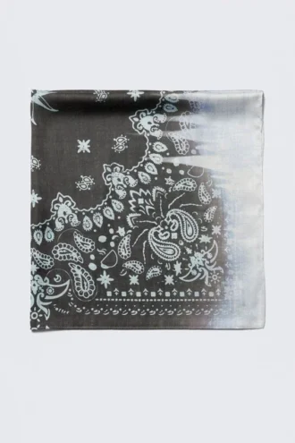 Printed Square Scarf – Black/Blue Paisley Pattern Printed Square Scarf – Black/Blue Paisley Pattern