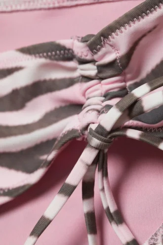 Printed Tie-Side Bikini Bottoms – Pink Tiger-Striped