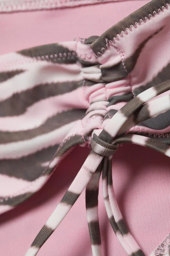Printed Tie-Side Bikini Bottoms – Pink Tiger-Striped Printed Tie-Side Bikini Bottoms – Pink Tiger-Striped