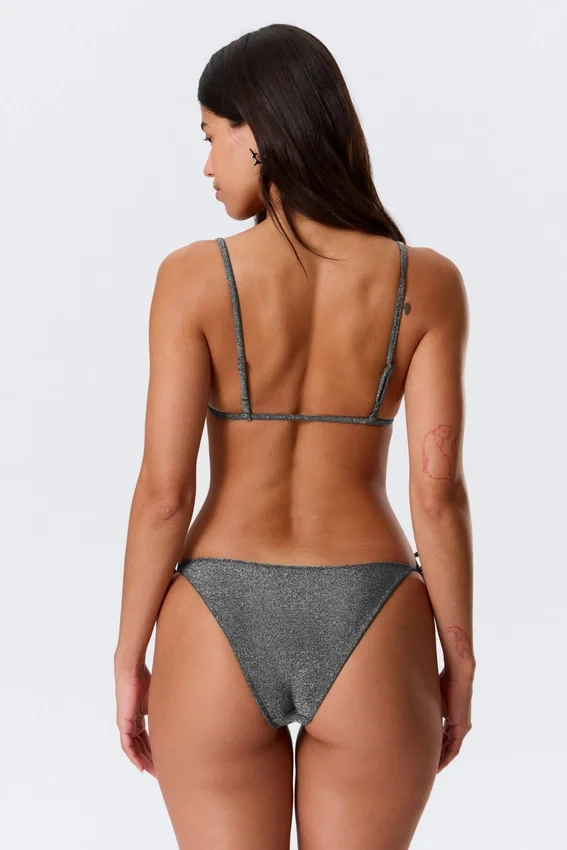 Printed Triangle Bikini Top – Dark Grey – Glitter Printed Triangle Bikini Top – Dark Grey – Glitter