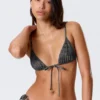 Printed Triangle Bikini Top – Printed Dark Grey Printed Triangle Bikini Top – Printed Dark Grey