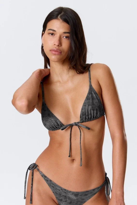 Printed Triangle Bikini Top – Printed Dark Grey Printed Triangle Bikini Top – Printed Dark Grey