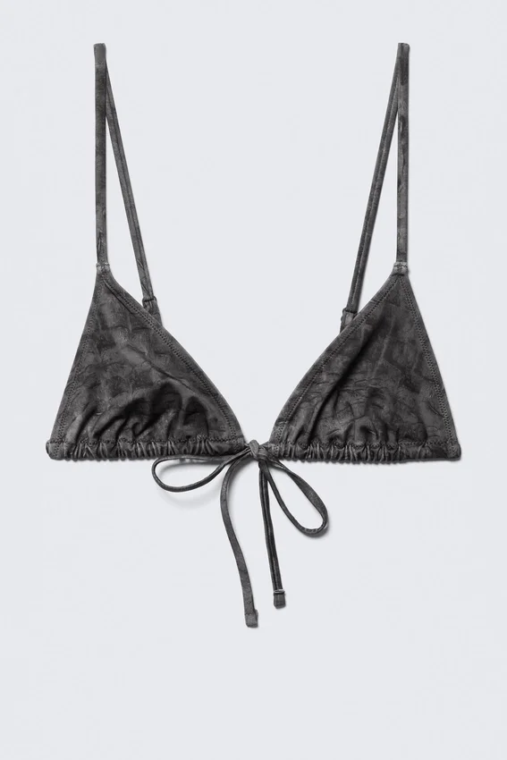 Printed Triangle Bikini Top – Printed Dark Grey Printed Triangle Bikini Top – Printed Dark Grey