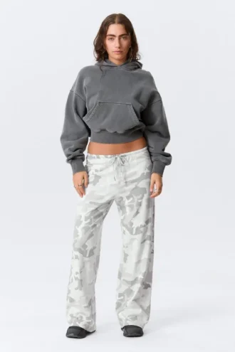 Printed Wide-Leg Pull-On Trousers – White – Camo