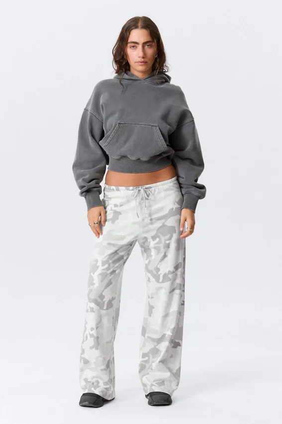 Printed Wide-Leg Pull-On Trousers – White – Camo Printed Wide-Leg Pull-On Trousers – White – Camo