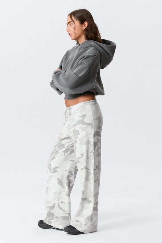 Printed Wide-Leg Pull-On Trousers – White – Camo Printed Wide-Leg Pull-On Trousers – White – Camo