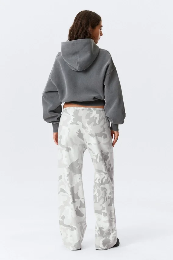 Printed Wide-Leg Pull-On Trousers – White – Camo Printed Wide-Leg Pull-On Trousers – White – Camo