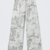 Printed Wide-Leg Pull-On Trousers – White – Camo Printed Wide-Leg Pull-On Trousers – White – Camo