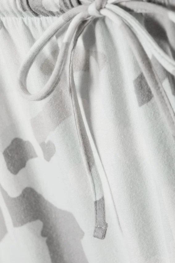 Printed Wide-Leg Pull-On Trousers – White – Camo Printed Wide-Leg Pull-On Trousers – White – Camo