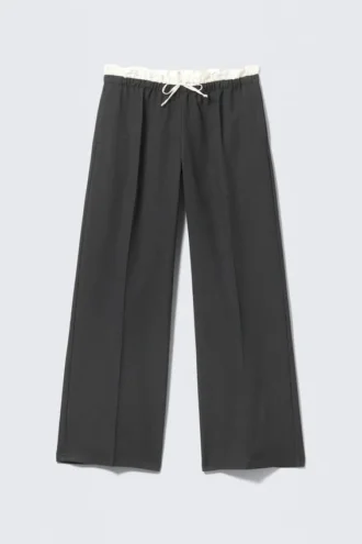 Pull-On Mid-Rise Suiting Trousers – Dark Grey
