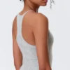 Racerback Jersey Maxi Dress – Grey Melange Racerback Jersey Maxi Dress – Grey Melange