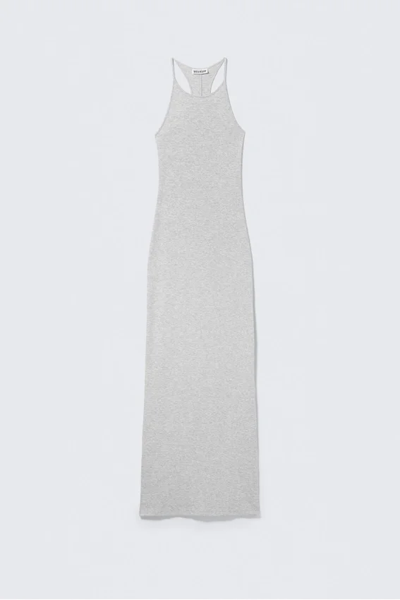 Racerback Jersey Maxi Dress – Grey Melange Racerback Jersey Maxi Dress – Grey Melange