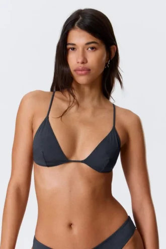 Racerback Triangle Bikini Top – Dark Blue Shimmer