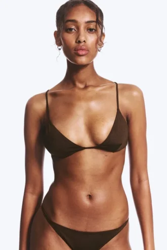Racerback Triangle Bikini Top – Dark Brown
