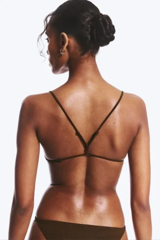 Racerback Triangle Bikini Top – Dark Brown