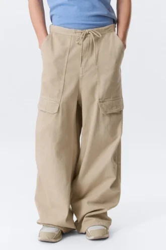 Rael Kade Parachute Trousers – Light Beige