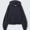 Raglan-Sleeved Boxy Hoodie – Washed Dark Navy Blue Raglan-Sleeved Boxy Hoodie – Washed Dark Navy Blue
