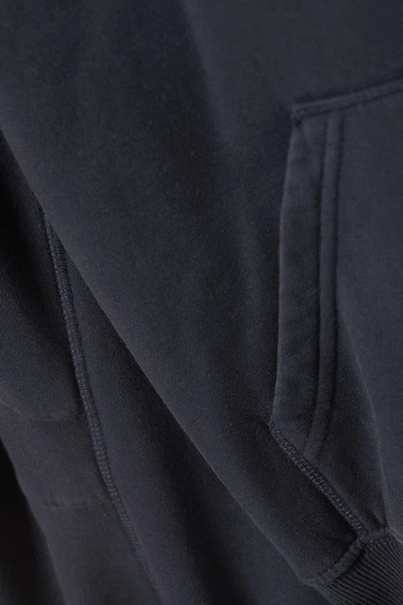 Raglan-Sleeved Boxy Hoodie – Washed Dark Navy Blue Raglan-Sleeved Boxy Hoodie – Washed Dark Navy Blue