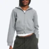 Raglan-Sleeved Cutline Zip Hoodie – Grey Melange Raglan-Sleeved Cutline Zip Hoodie – Grey Melange
