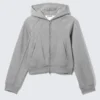 Raglan-Sleeved Cutline Zip Hoodie – Grey Melange Raglan-Sleeved Cutline Zip Hoodie – Grey Melange