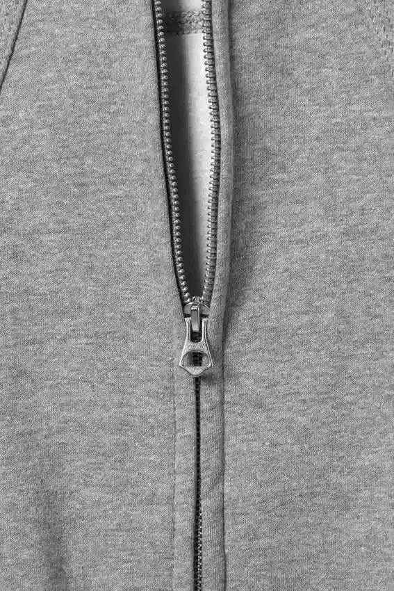Raglan-Sleeved Cutline Zip Hoodie – Grey Melange Raglan-Sleeved Cutline Zip Hoodie – Grey Melange