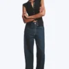 Rail Mid Rise Loose Wide Jeans – Blue Rinse – Dark Blue