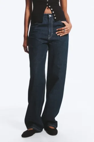 Rail Mid Rise Loose Wide Jeans – Blue Rinse – Dark Blue Rail Mid Rise Loose Wide Jeans – Blue Rinse – Dark Blue