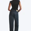 Rail Mid Rise Loose Wide Jeans – Blue Rinse – Dark Blue