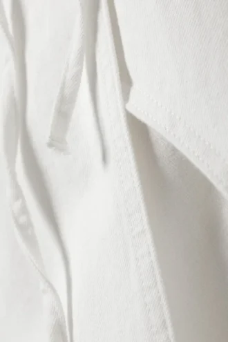 Raw-Edged Maxi Denim Wrap Skirt – White