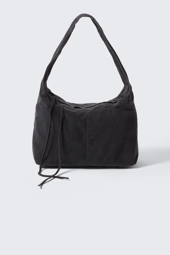 Rectangular Corduroy Shoulder Bag – Black Rectangular Corduroy Shoulder Bag – Black
