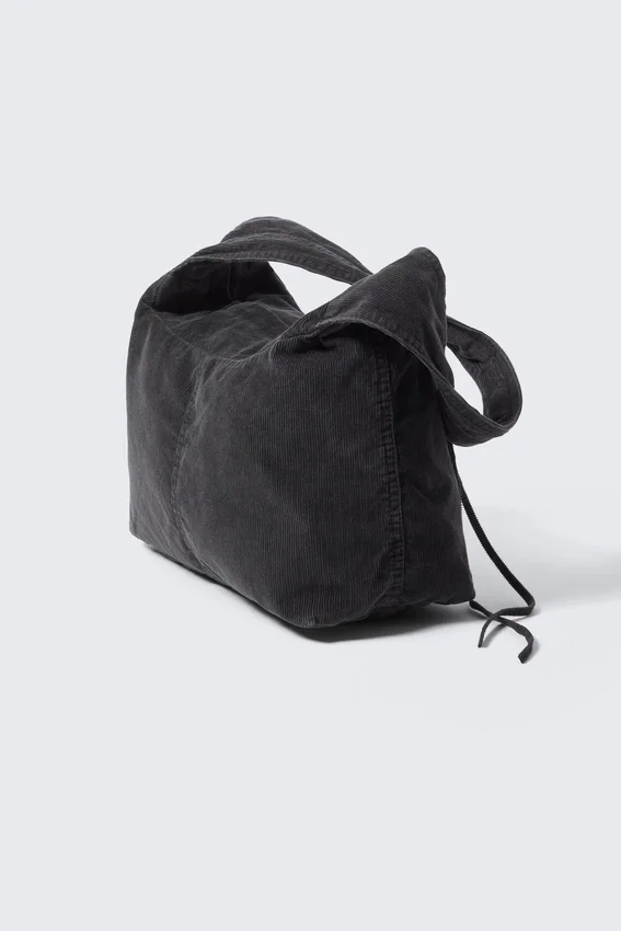 Rectangular Corduroy Shoulder Bag – Black Rectangular Corduroy Shoulder Bag – Black
