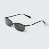 Rectangular Metal Frame Sunglasses – Black – Green Lenses Rectangular Metal Frame Sunglasses – Black – Green Lenses
