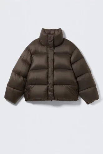 Recycled Down Puffer Jacket – Dark Brown