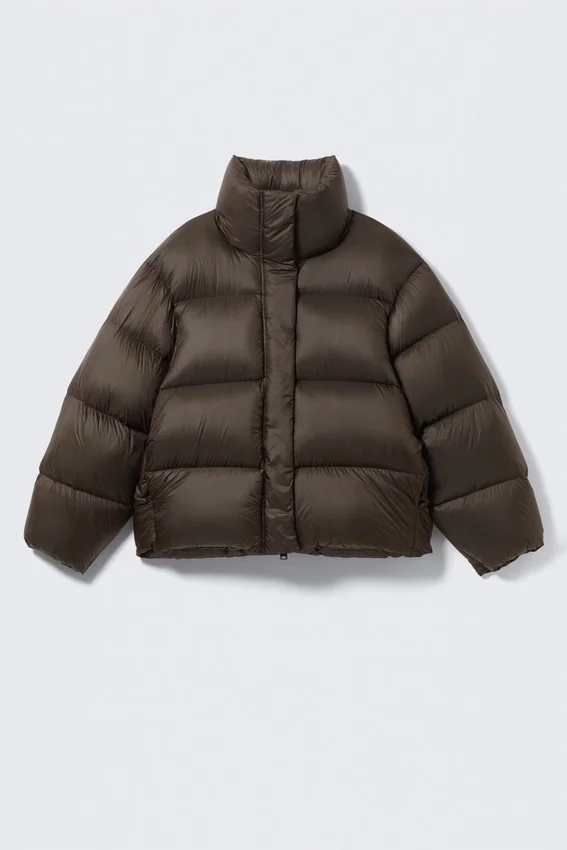 Recycled Down Puffer Jacket – Dark Brown Recycled Down Puffer Jacket – Dark Brown