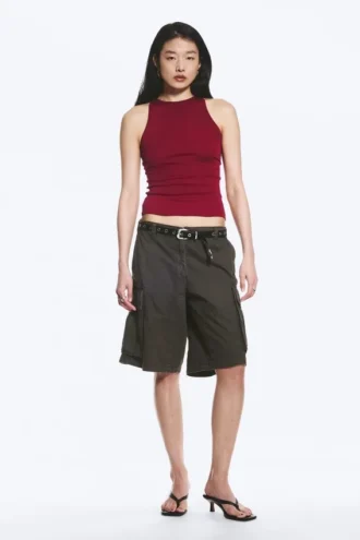 Red Fitted Cotton Jersey Tank Top – Red