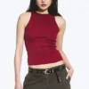 Red Fitted Cotton Jersey Tank Top – Red Red Fitted Cotton Jersey Tank Top – Red