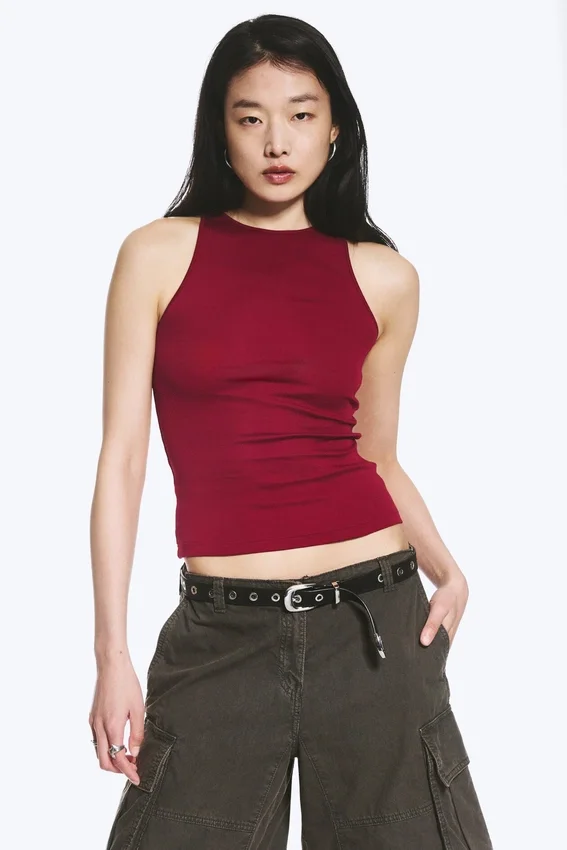Red Fitted Cotton Jersey Tank Top – Red Red Fitted Cotton Jersey Tank Top – Red