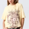 Regular Fit Cotton T-Shirt – Light Yellow – Tendre Orage Regular Fit Cotton T-Shirt – Light Yellow – Tendre Orage