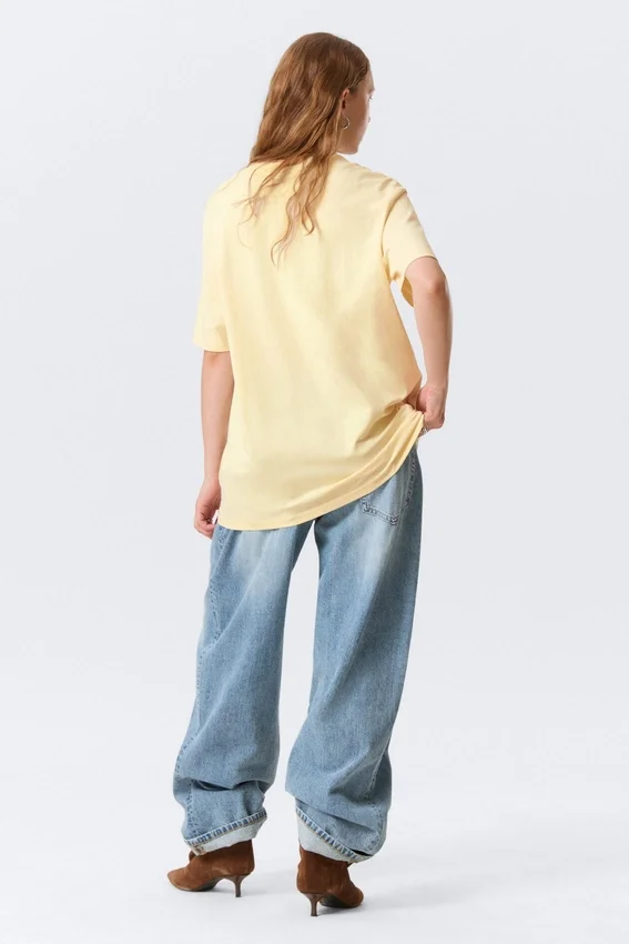 Regular Fit Cotton T-Shirt – Light Yellow – Tendre Orage Regular Fit Cotton T-Shirt – Light Yellow – Tendre Orage